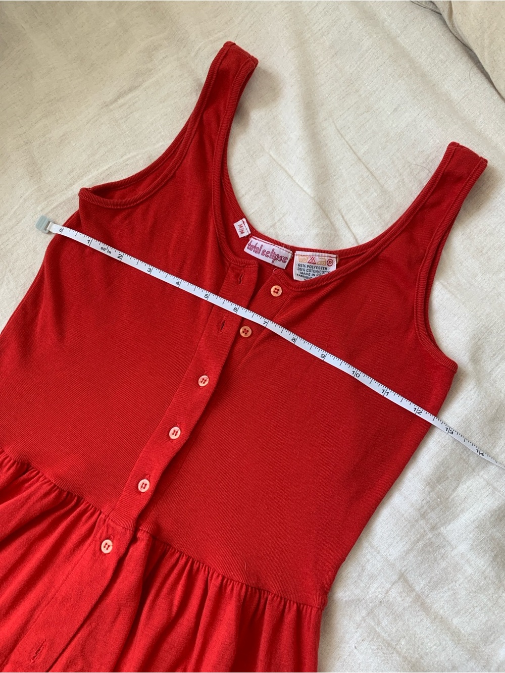 Vintage Red Button-Front Sleeveless Dress - Picture 7 of 10